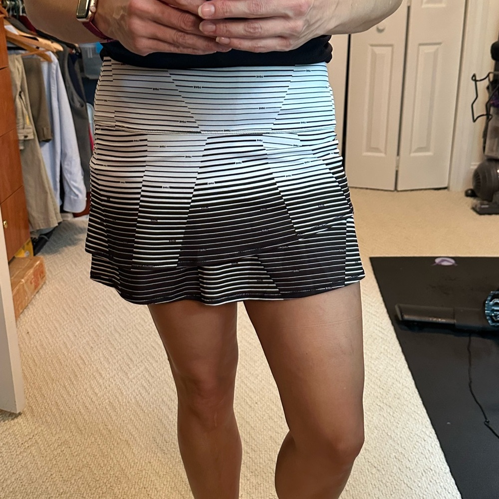 Lucky In Love Black and White Striped Tennis Skirt